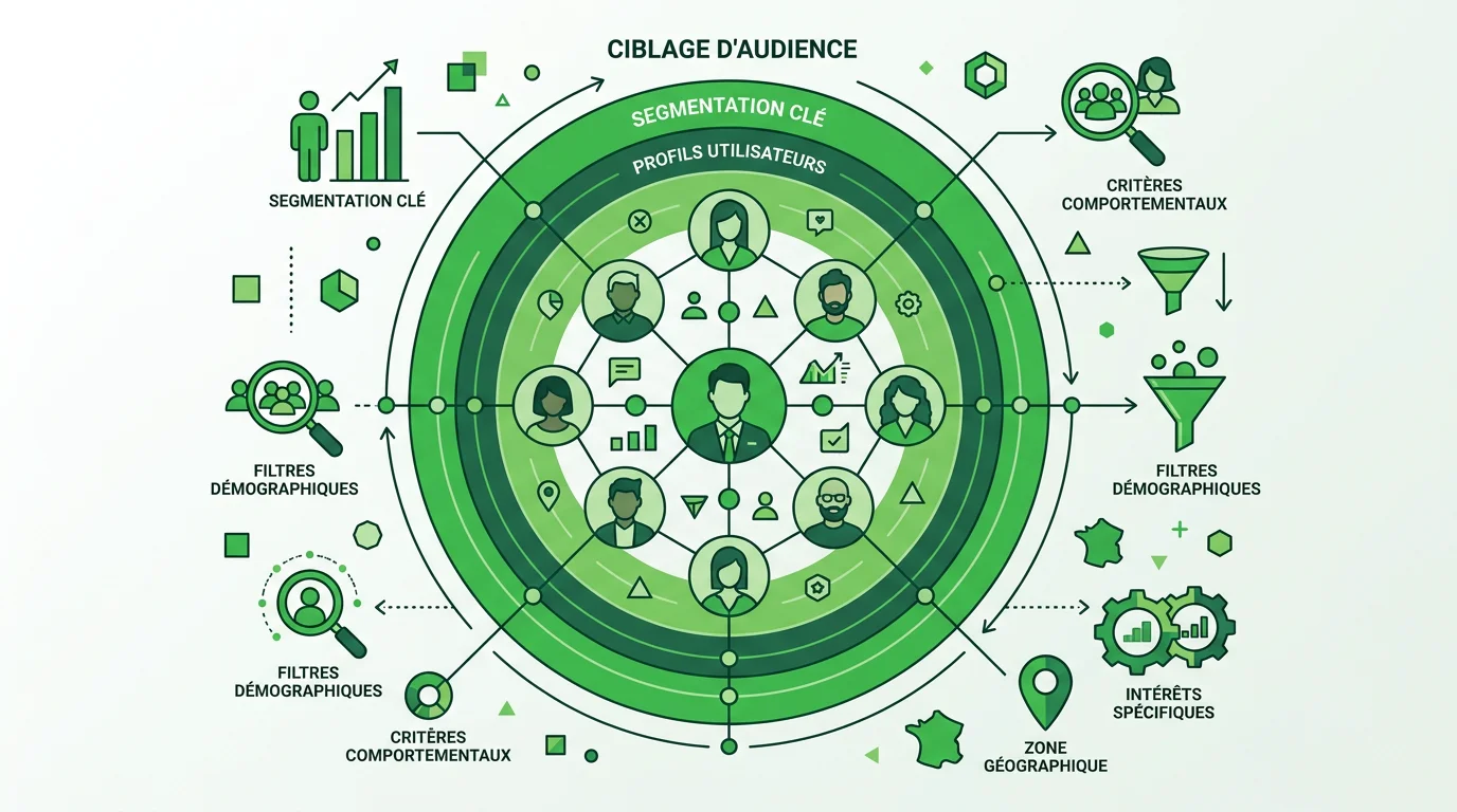 Illustration conceptuelle du ciblage d'audience professionnelle en cercles concentriques