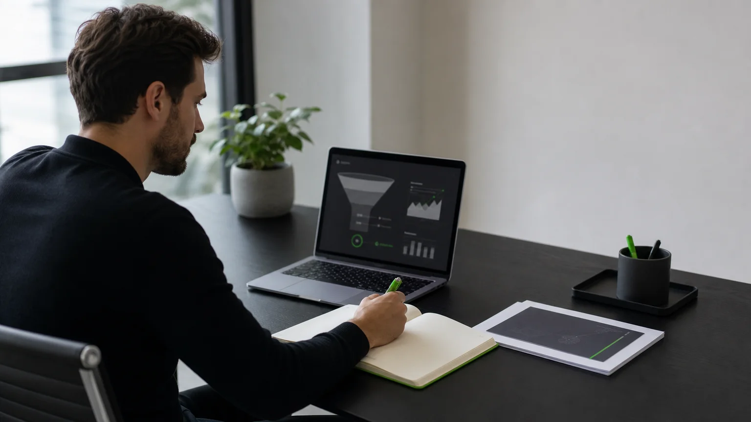 Personne préparant une stratégie de contenu web sur un ordinateur