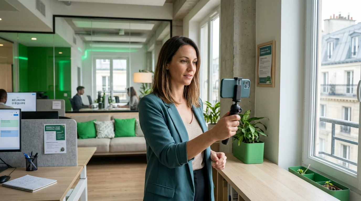 Professionnel filmant une courte vidéo native pour LinkedIn