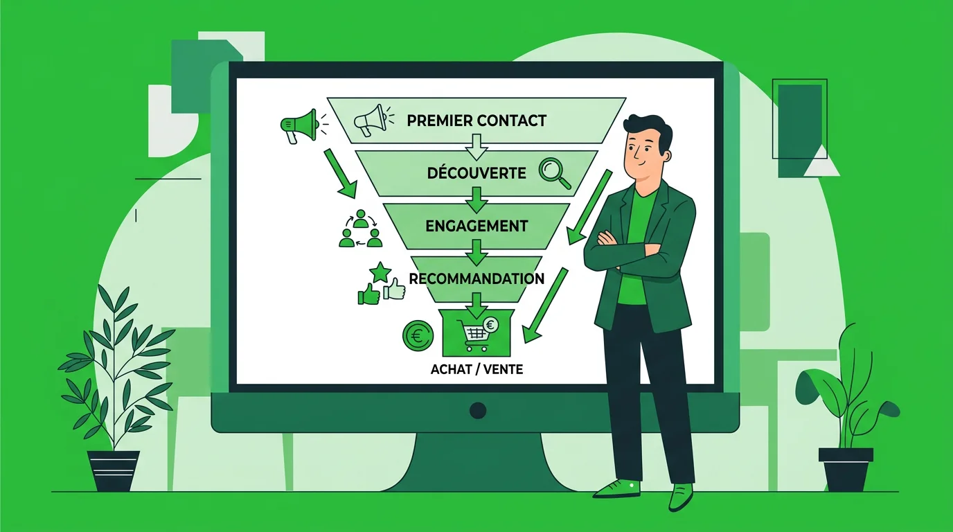 Représentation d'un tunnel de vente gratuit du prospect au client