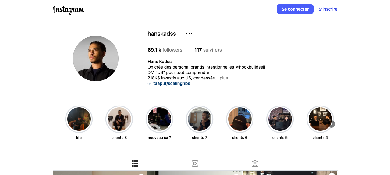 Profil Instagram de Hans Kadss