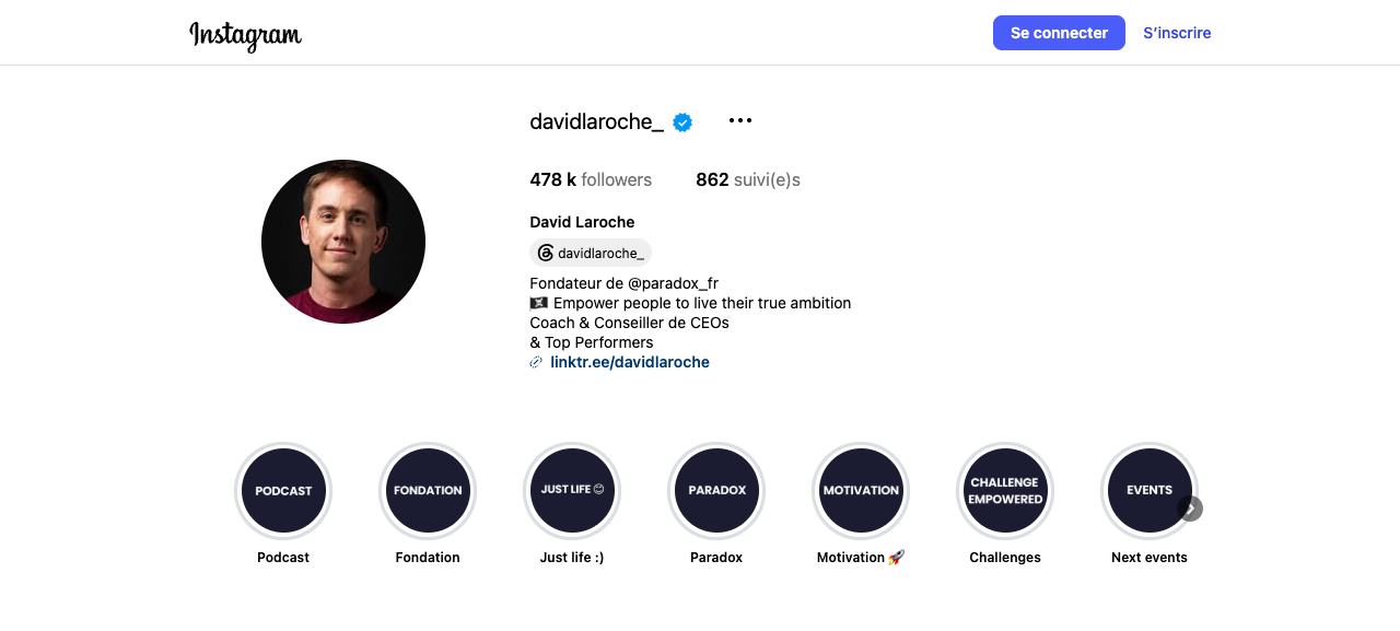 Profil Instagram de David Laroche