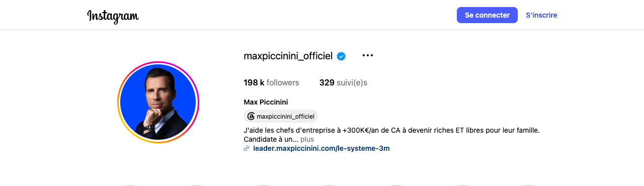 Profil Instagram de Max Piccinini
