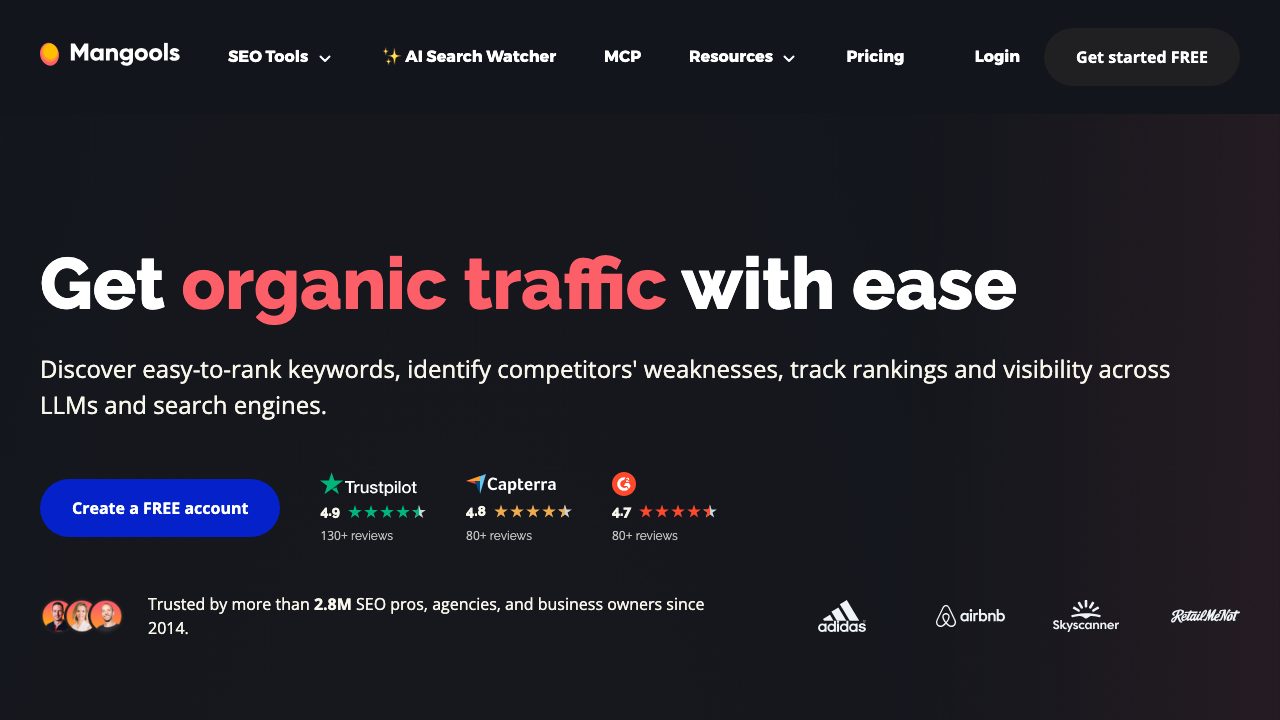 Mangools, suite d'outils SEO avec KWFinder et AI Search Watcher