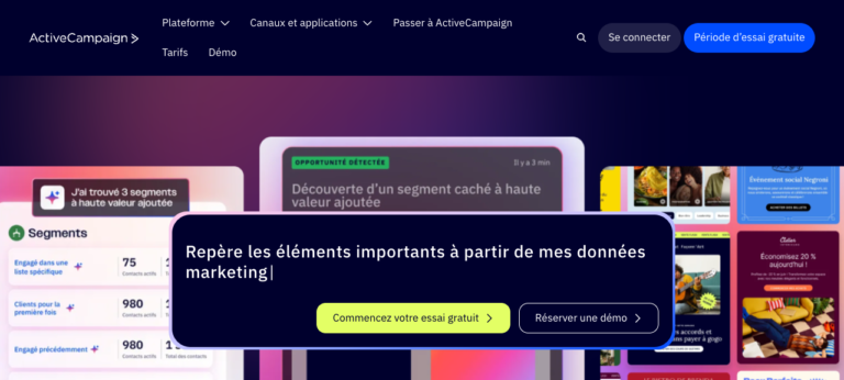 Page d'accueil d'ActiveCampaign