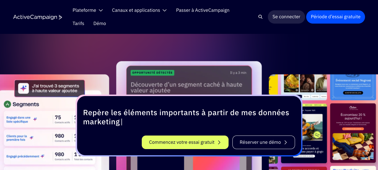 Page d'accueil d'ActiveCampaign