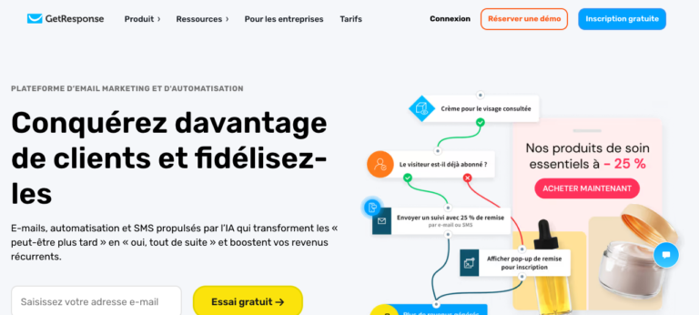 Page d’accueil de GetResponse