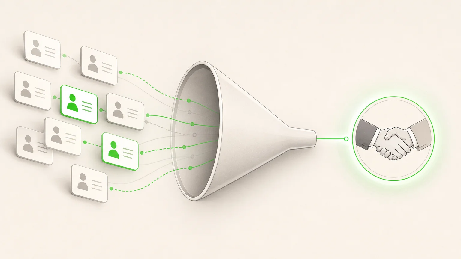 Illustration d’un parcours de conversion transformant progressivement un prospect en client.