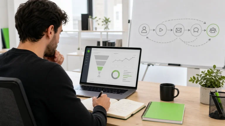 Entrepreneur préparant une stratégie de vente pour une formation en ligne