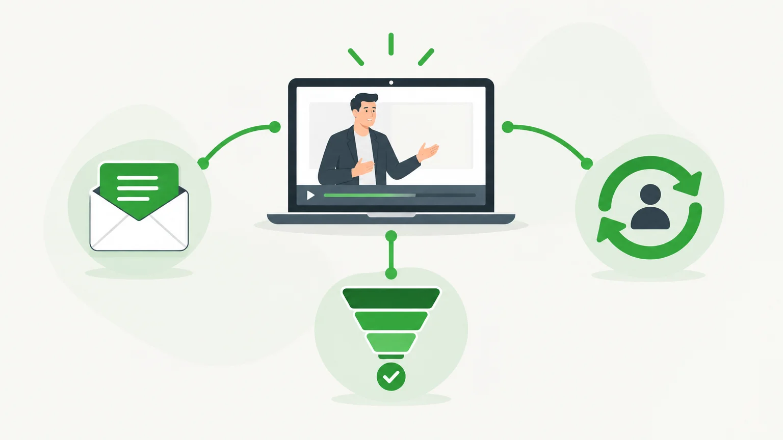 Illustration d’un webinaire relié au message, au parcours de vente et aux relances