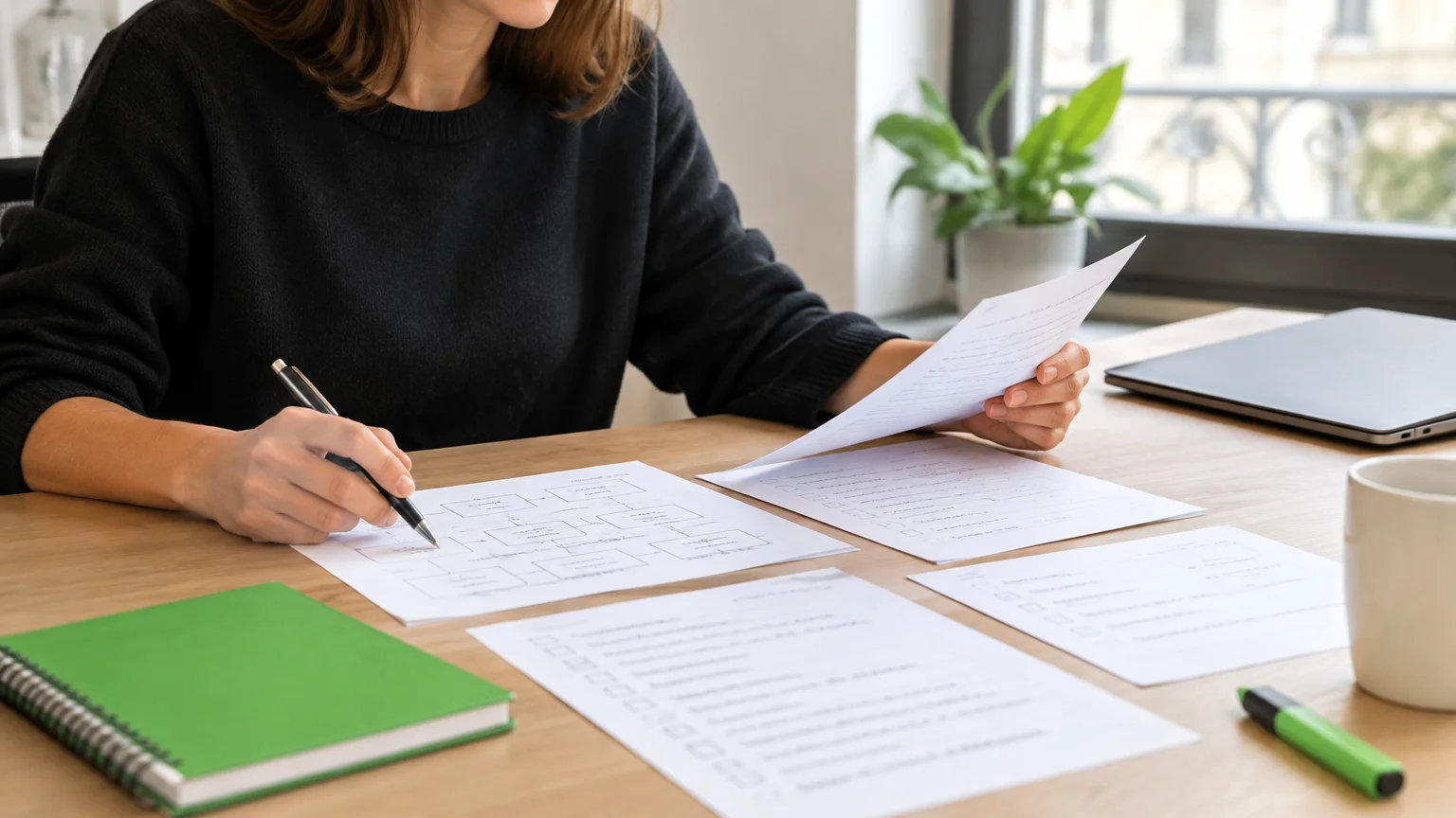 Préparation sur papier du parcours de vente d’un webinaire