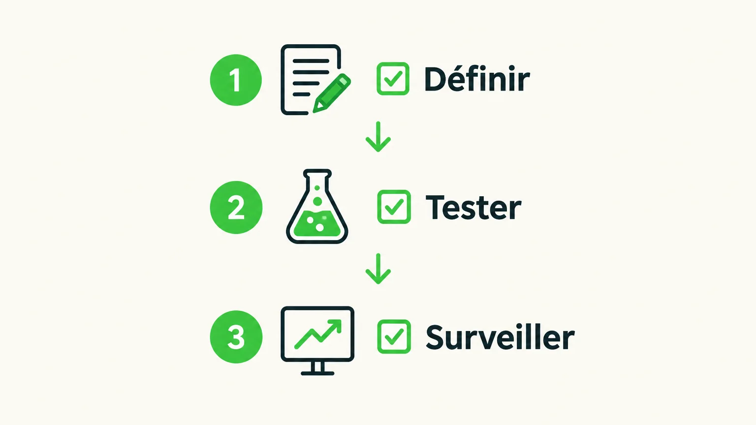 Checklist en trois étapes pour définir, tester et surveiller un workflow