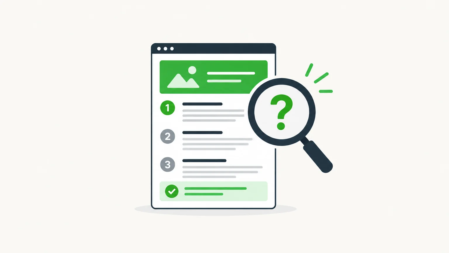 Illustration d’une page de contenu structurée autour de la question du lecteur