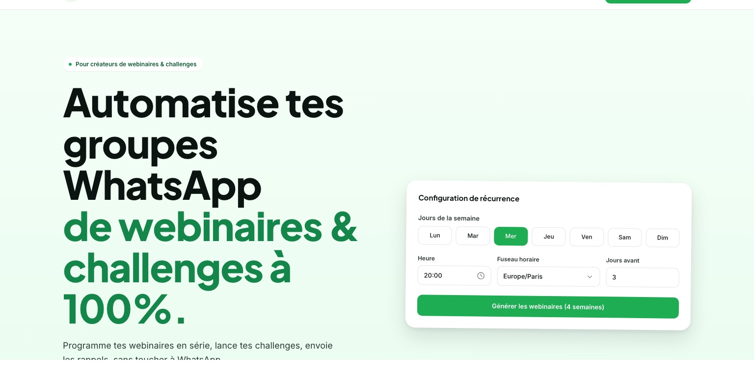 Page d'accueil de Groupilot